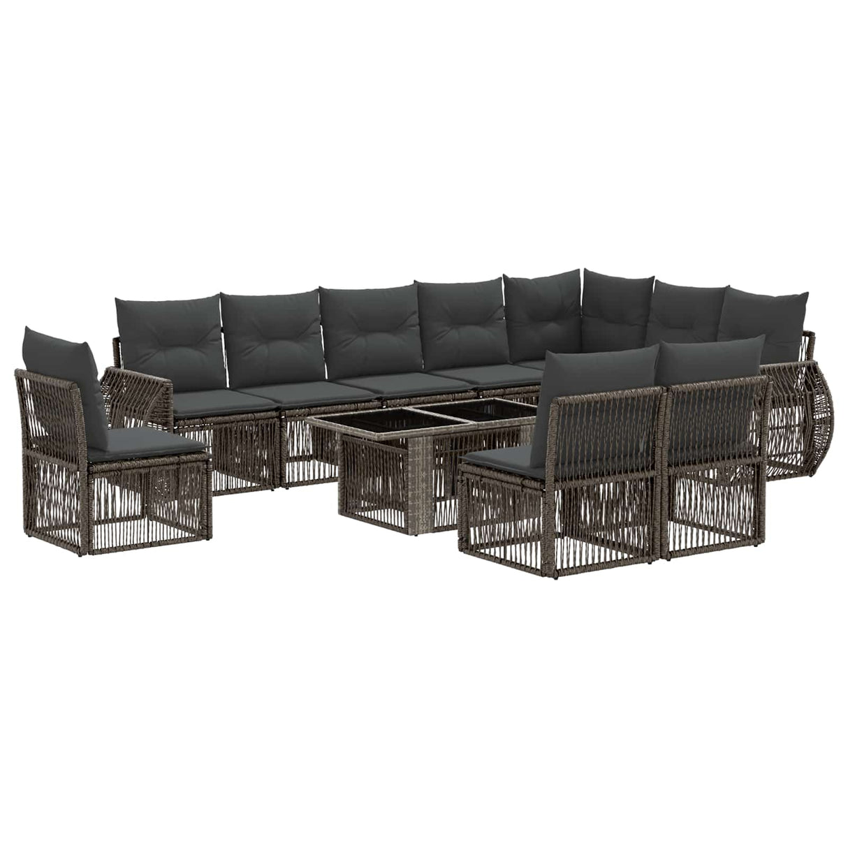 vidaXL Tuinbank Set 11 st Zwart en Crème Wit poly rattan