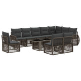 vidaXL Tuinbank Set 11 st Zwart en Crème Wit poly rattan