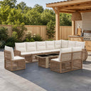vidaXL Tuinbank Set 11 st Zwart en Crème Wit poly rattan