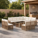 vidaXL Tuinbank Set 12 st Zwart en Crème Wit poly rattan