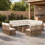 vidaXL Tuinbank Set 12 st Zwart en Crème Wit poly rattan