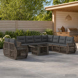 vidaXL Tuinbank Set 10 st Zwart en Crème Wit poly rattan