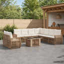 vidaXL Tuinbank Set 10 st Zwart en Crème Wit poly rattan