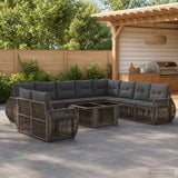 vidaXL Garden Bench Set 11 Pieces Black and Cream White Poly Rattan