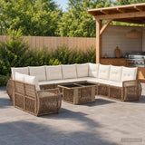 vidaXL Garden Bench Set 11 Pieces Black and Cream White Poly Rattan