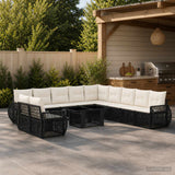 vidaXL Tuinbank Set 12 st Zwart en Crème Wit poly rattan