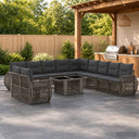 vidaXL Tuinbank Set 12 st Zwart en Crème Wit poly rattan