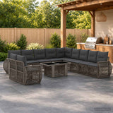 vidaXL Tuinbank Set 12 st Zwart en Crème Wit poly rattan