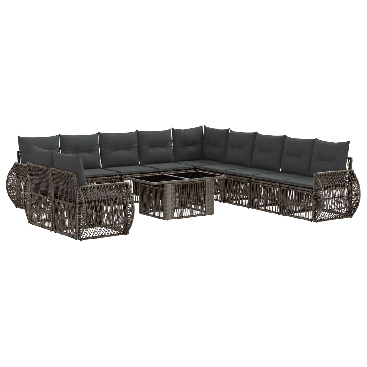 vidaXL Tuinbank Set 12 st Zwart en Crème Wit poly rattan