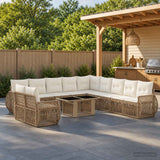 vidaXL Tuinbank Set 12 st Zwart en Crème Wit poly rattan