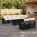 vidaXL Tuinbank Set 9 st Zwart en Crème Wit poly rattan