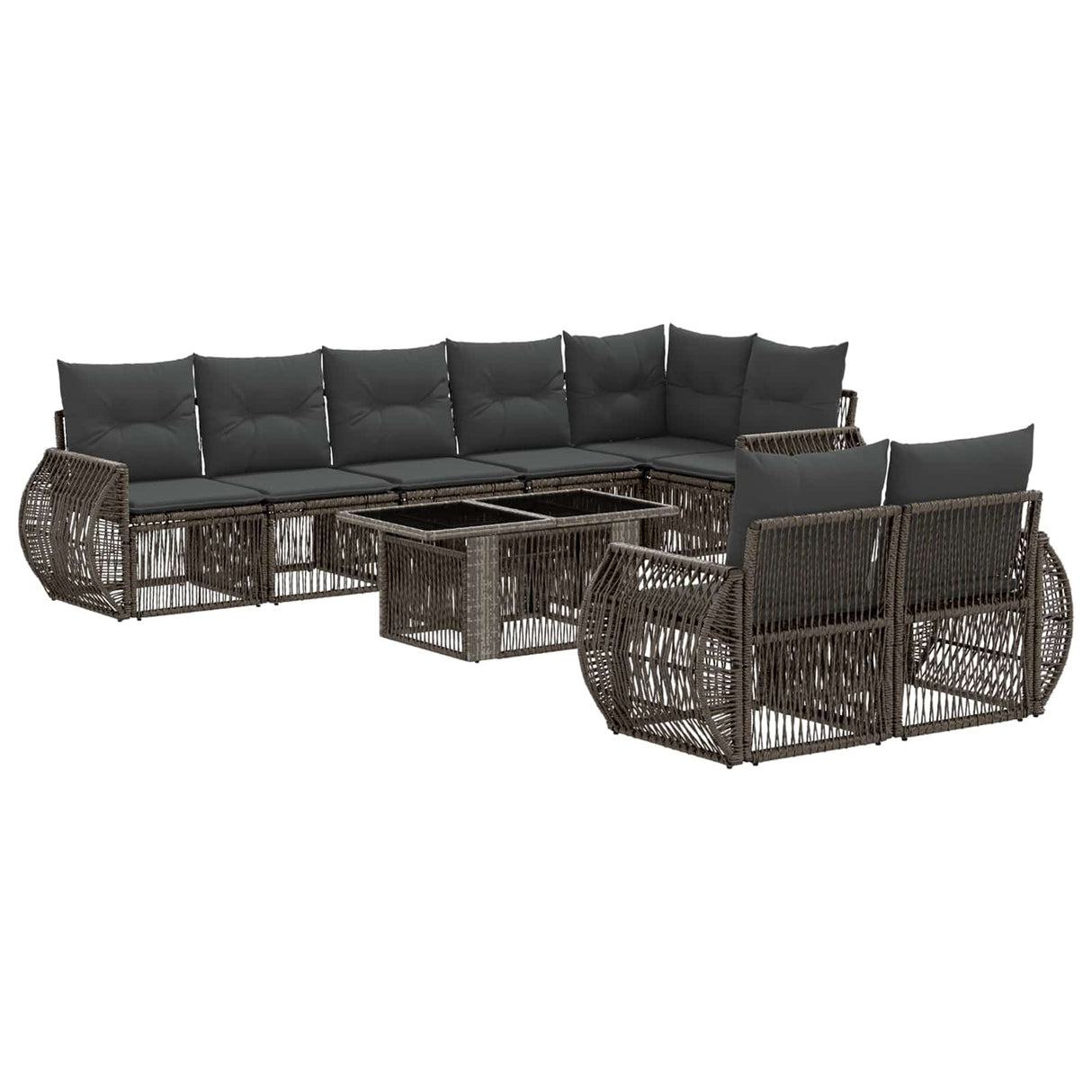 vidaXL Tuinbank Set 9 st Zwart en Crème Wit poly rattan