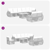 vidaXL Tuinbank Set 9 st Zwart en Crème Wit poly rattan