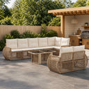 vidaXL Tuinbank Set 9 st Zwart en Crème Wit poly rattan