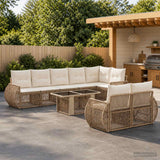 vidaXL Tuinbank Set 9 st Zwart en Crème Wit poly rattan