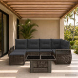 vidaXL Tuinbank Set 7 st Zwart en Crème Wit poly rattan