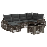 vidaXL Tuinbank Set 7 st Zwart en Crème Wit poly rattan