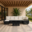 vidaXL Tuinbank Set 8 st Zwart en Crème Wit poly rattan