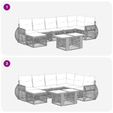 vidaXL Tuinbank Set 8 st Zwart en Crème Wit poly rattan