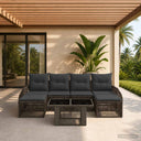 vidaXL Tuinbank Set 7 st Zwart en Crème Wit poly rattan
