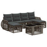 vidaXL Tuinbank Set 7 st Zwart en Crème Wit poly rattan