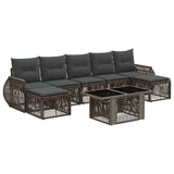 vidaXL Tuinbank Set 8 st Zwart en Crème Wit poly rattan