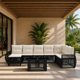 vidaXL Tuinbank Set 9 st Zwart en Crème Wit poly rattan