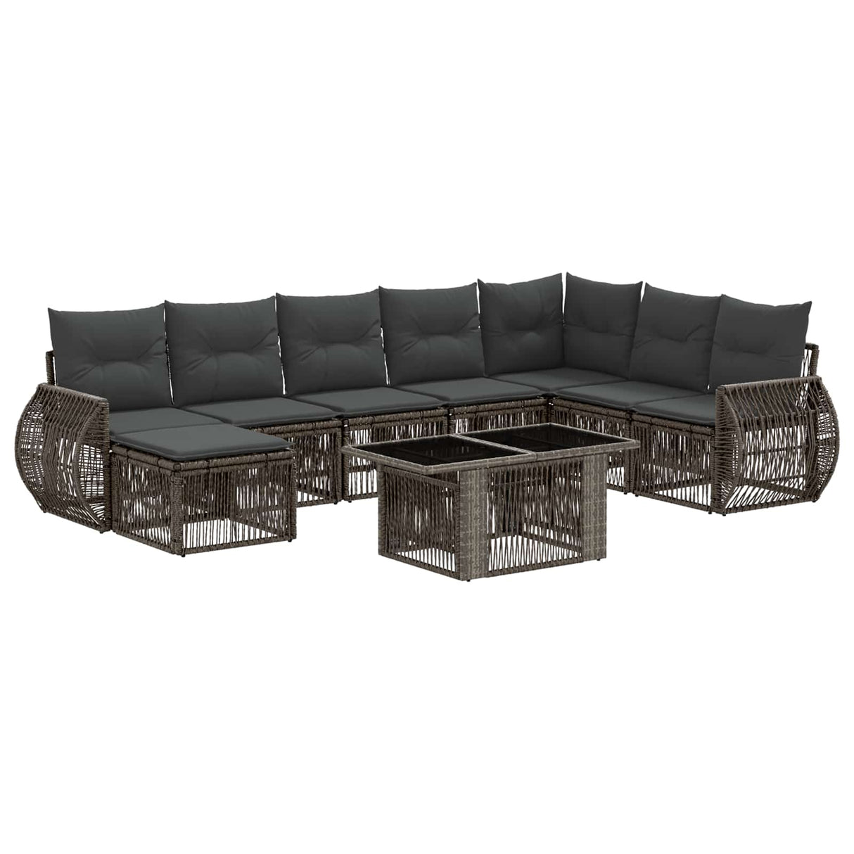 vidaXL Tuinbank Set 9 st Zwart en Crème Wit poly rattan
