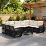 vidaXL Tuinbank Set 10 st Zwart en Crème Wit poly rattan