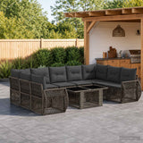 vidaXL Tuinbank Set 10 st Zwart en Crème Wit poly rattan