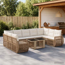vidaXL Tuinbank Set 10 st Zwart en Crème Wit poly rattan