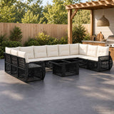 vidaXL Tuinbank Set 11 st Zwart en Crème Wit poly rattan