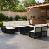 vidaXL Garden Bench Set 10 pcs Black and Cream White poly rattan