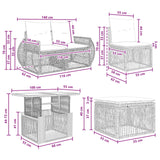 vidaXL Garden Bench Set 10 pcs Black and Cream White poly rattan