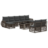 vidaXL Garden Bench Set 10 pcs Black and Cream White poly rattan