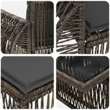 vidaXL Garden Bench Set 10 pcs Black and Cream White poly rattan