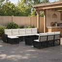 vidaXL Tuinbank Set 11 st Zwart en Crème Wit poly rattan