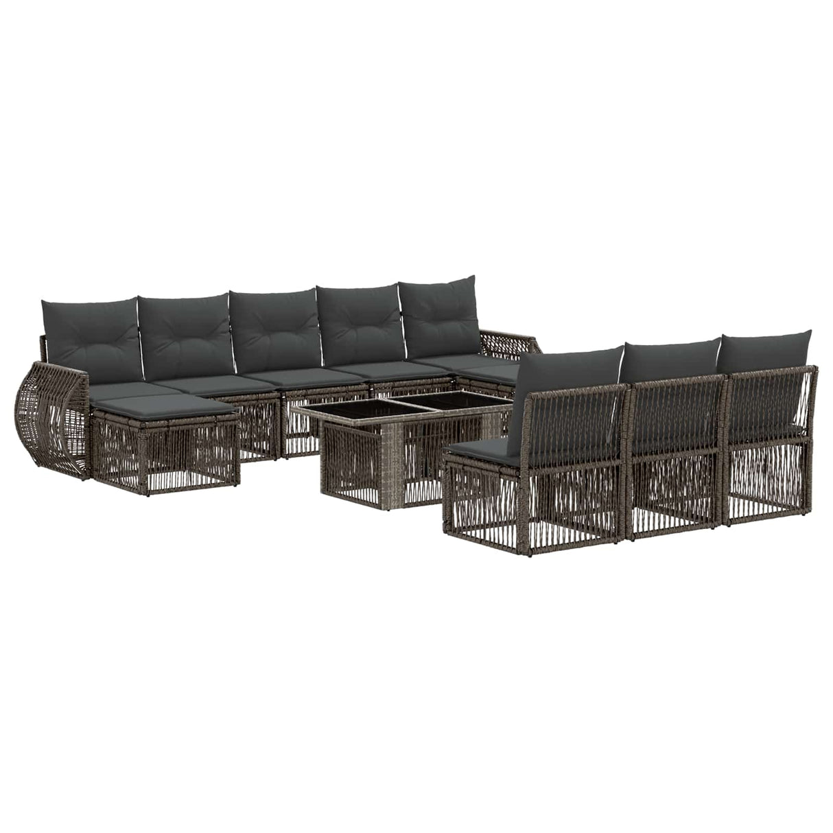 vidaXL Tuinbank Set 11 st Zwart en Crème Wit poly rattan