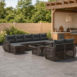 vidaXL Tuinbank Set 10 st Zwart en Crème Wit poly rattan