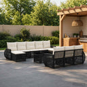 vidaXL Tuinbank Set 11 st Zwart en Crème Wit poly rattan