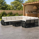 vidaXL Tuinbank Set 12 st Zwart en Crème Wit poly rattan