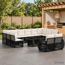 vidaXL Tuinbank Set 13 st Zwart en Crème Wit poly rattan