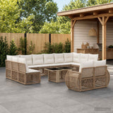 vidaXL Tuinbank Set 13 st Zwart en Crème Wit poly rattan