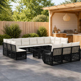 vidaXL Tuinbank Set 14 st Zwart en Crème Wit poly rattan