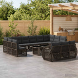 vidaXL Tuinbank Set 14 st Zwart en Crème Wit poly rattan