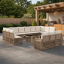 vidaXL Tuinbank Set 14 st Zwart en Crème Wit poly rattan