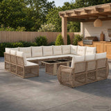 vidaXL Tuinbank Set 14 st Zwart en Crème Wit poly rattan