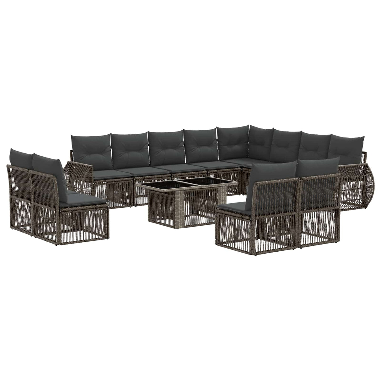 vidaXL Garden Sofa Set 13 pcs Black and Cream White poly rattan
