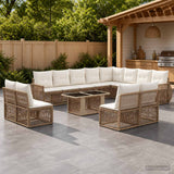 vidaXL Garden Sofa Set 13 pcs Black and Cream White poly rattan