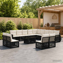vidaXL Tuinbank Set 14 st Zwart en Crème Wit poly rattan